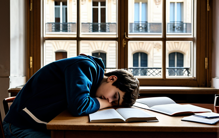 청소년복지론 - **Prompt 1: The Weight of Academic Pressure**
    "A young French high school student, appearing to ...