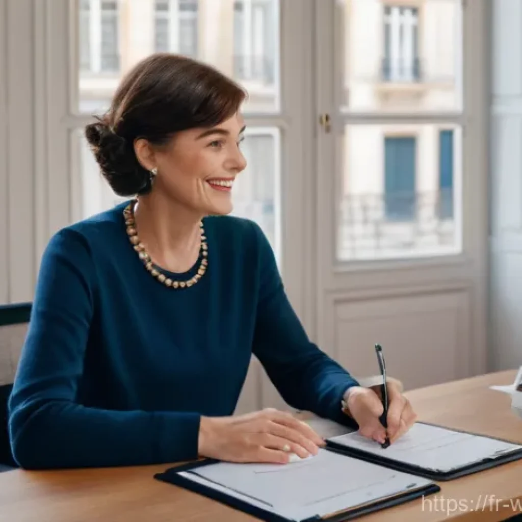 사회복지 AI 윤리 - **Prompt:** A warm, empathetic French social worker, a woman in her late 30s with a kind smile, wear...