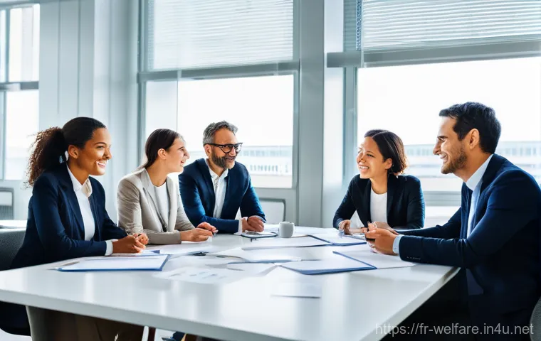 사회복지 민간 협력 - **Prompt:** A vibrant, realistic photograph capturing a diverse group of French professionals – comp...