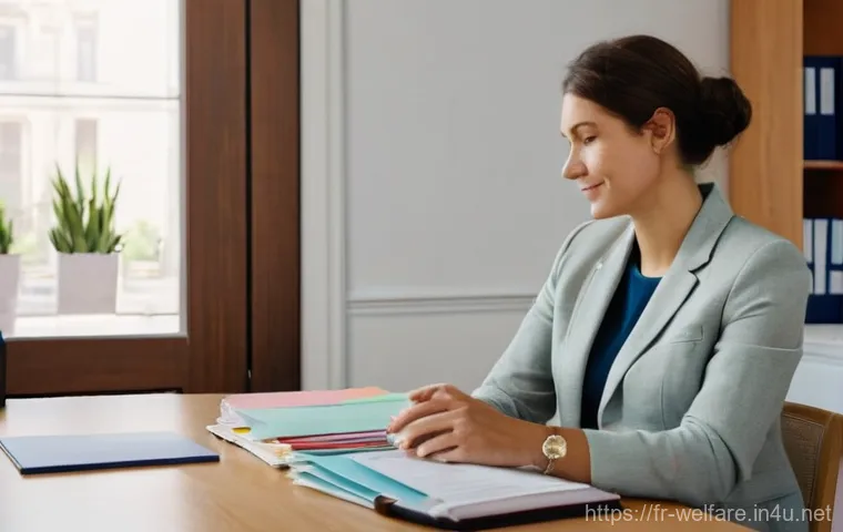 사회복지 서비스 개선 방안 - **Prompt:** A warm and inviting scene inside a modern French social service office. A kind, empathet...