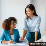 여성복지론 - **Image Prompt:** "A brightly lit, modern office space with diverse women collaborating on a project...