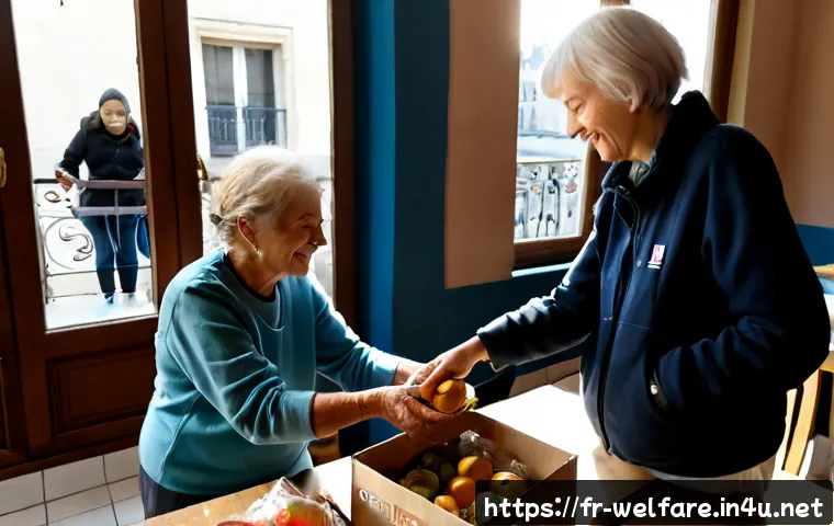 사회복지 비영리 조직 - Photorealistic community nonprofit support center in a French neighborhood, diverse volunteers warml...